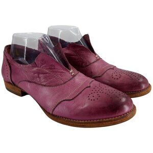 Blackstone HL55 Purple Leather Slip On Wingtip Brogues Loafers Size 40 US 9.5-10